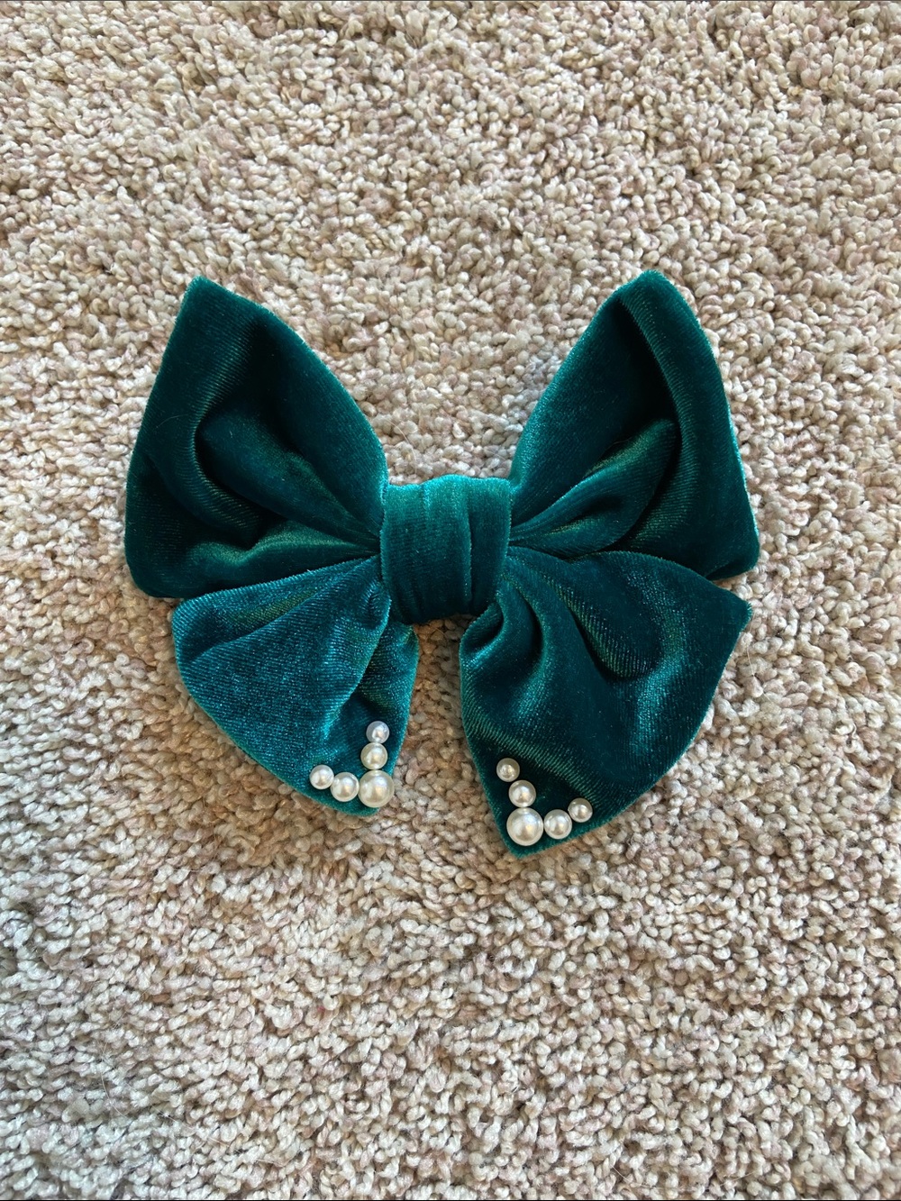 Handmade Dark Green Velvet Bow Hair Clip